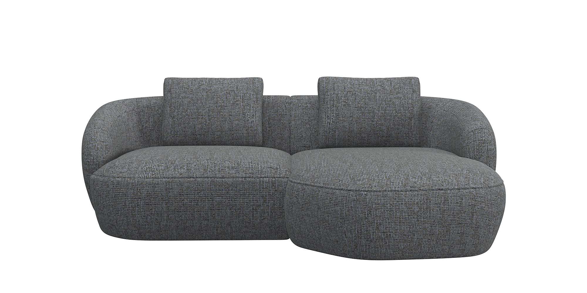 Wohnlandschaft FLEXLUX "Torino, rund, L-Form, Sofa-Ecke mit Recamiere, Longchair-Sofa", grün (moss grün), B:217cm H:85cm T:146cm, 100% Polyester, Sofas, Wohnlandschaft, Modernes, organisches Sofa-Design, Kaltschaum, Wellenunterfederung
