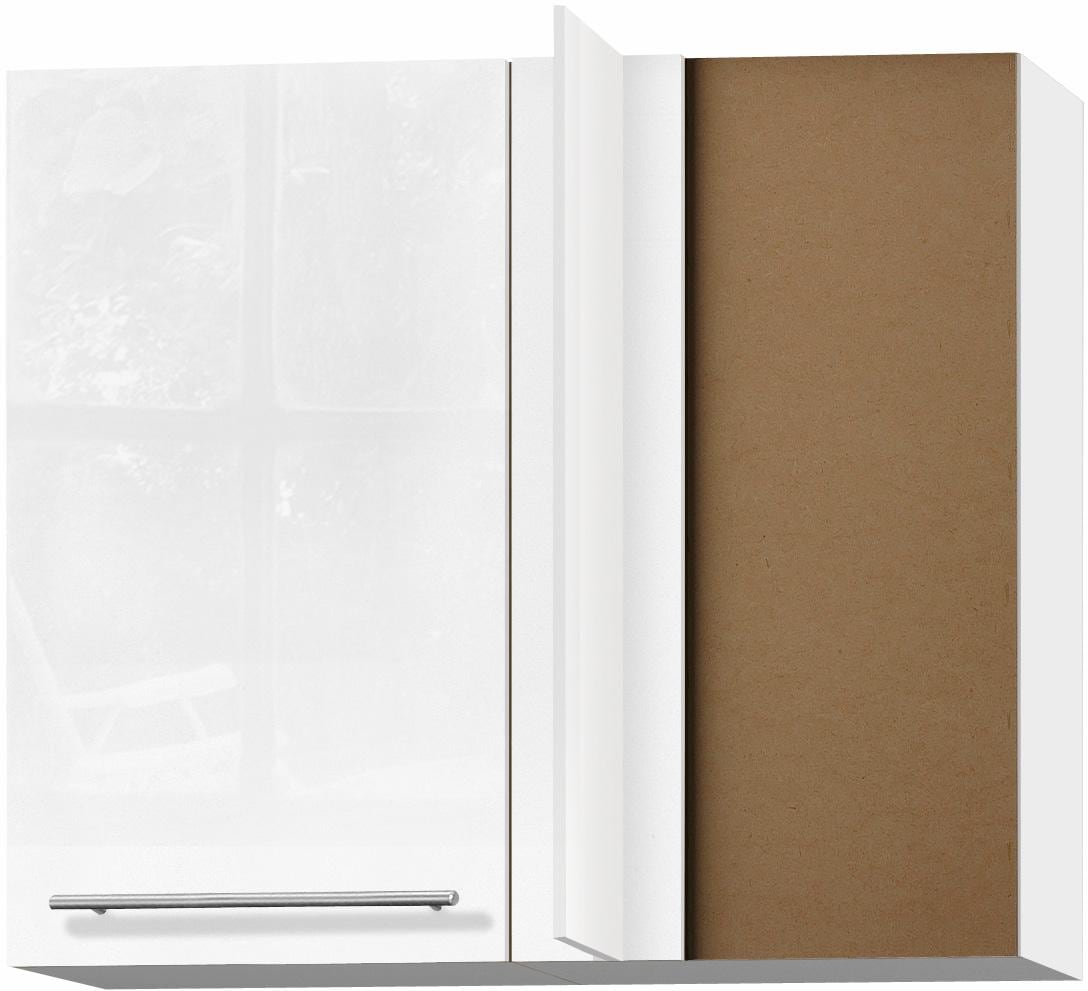 Eckhängeschrank OPTIFIT "Bern", weiß (weiß hochglanz, weiß), B:85cm H:70,4cm T:34,9cm, Schränke, Breite 85x45 cm, mit Metallgriff Image