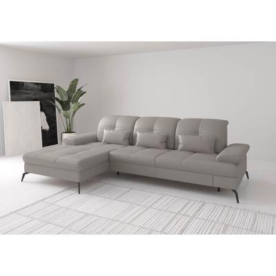 Ecksofa SIT & MORE "Amica, L-Form, inkl. Sitztiefenverstellung & Armteilverstellung", grau (light grau), B:279cm H:90cm T:185cm, Sofas, wahlweise mit Bettfunktion, Bettkasten und Kopfteilverstellung Image