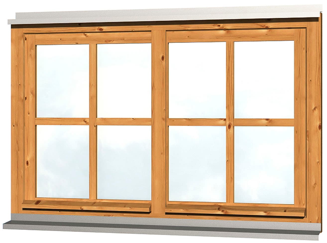 Fenster SKANHOLZ "Doppelfenster", braun (eiche hell), B:132cm H:82cm, Glas, Massivholz, Fenster, für Carports, 132,4 x 82,1 cm