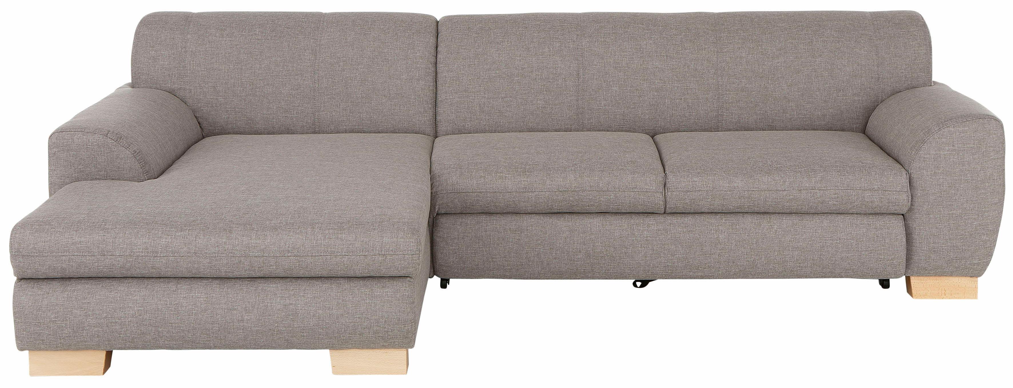 Ecksofa HOME AFFAIRE "Nika L-Form", silber, B:277cm H:84cm T:84cm, Struktur fein (100% Polyester);100% Polyester/ 85% Polyester+15% Polyacryl Melrose/Struktur, Sofas, Polsterecke, Struktur fein oder Melrose/Struktur, mit Bettfunktion