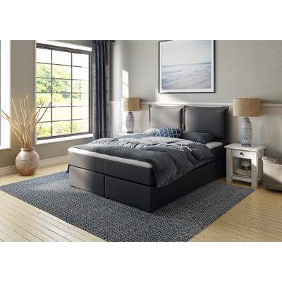 Boxspringbett HOME AFFAIRE "Lysann", grau (anthrazit), B:167cm L:215cm, Komplettbetten, Boxspringbett, 5fach verstellbares Kopfteil, in 4 Breiten, 3 Matratzenarten Image