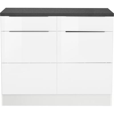 Unterschrank KOCHSTATION "KS-Brindisi", weiß (weiß hochglanz, weiß), B:100cm H:85cm T:60cm, MDF, Holzwerkstoff, Schränke, 100 cm breit, viel Stauraum Image