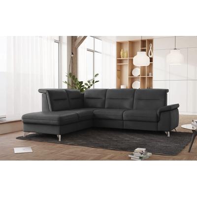 Ecksofa SIT & MORE "Astoria L-Form", grau (anthrazit), B:256cm H:91cm T:225cm, 100% Polyester, Sofas, wahlweise mit motorischer Relaxfunktion Image