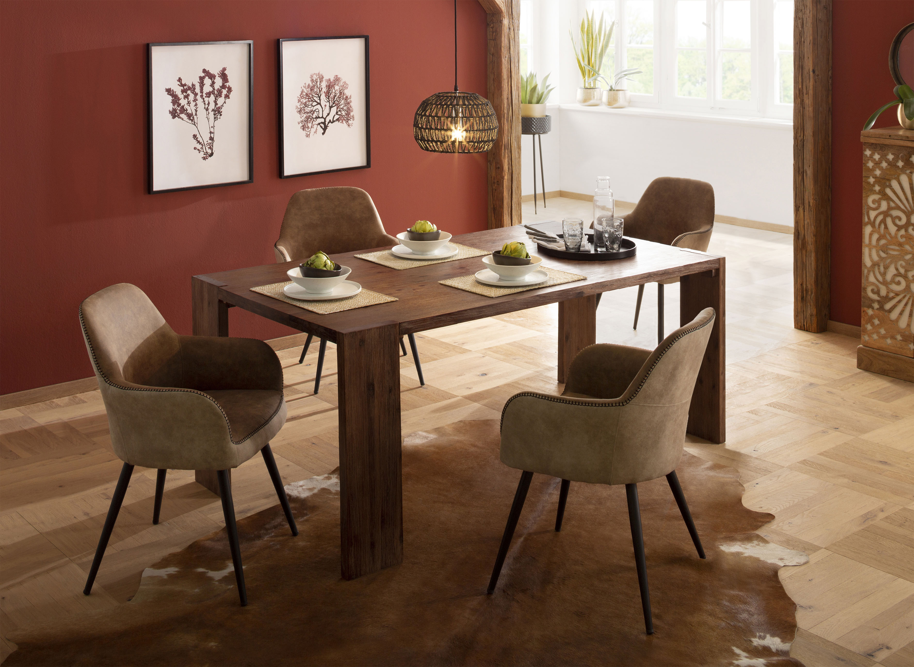 Esstisch HOME AFFAIRE "Marbella", braun, B:180cm H:75cm T:90cm, Tische, Esstisch, aus massivem Akazienholz Image