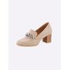 Pumps HEINE, Damen, Gr. 39, beige, Leder, Veloursleder, modisch, Schuhe