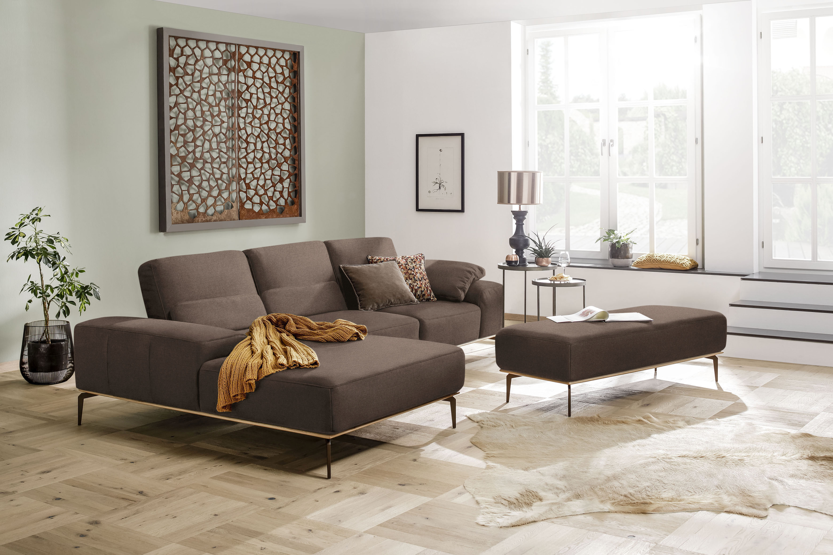 Armlehnenkissen W.SCHILLIG "run", braun (chocolate w82), B:53cm H:53cm, Flachgewebe W82 Q2 (74% Polyacryl, 26% Polyester), Polsterauflagen, Seitenteilkissen für die Armlehne