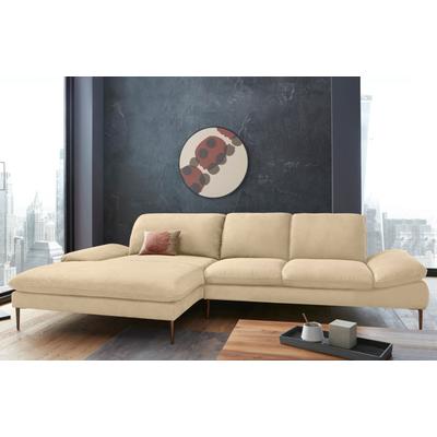 Ecksofa W.SCHILLIG "enjoy&MORE, Designsofa, bequem, elegant und zeitlos, L-Form", beige (sahara s37), B:340cm H:87cm T:185cm, Chenille-Flachgewebe R66 (85% Polyester, 15% Nylon), Longlife Xtra-Leder Z59: Glattleder mit modischer Prägung. Hautstärke... Image