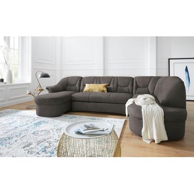 Wohnlandschaft DOMO COLLECTION "Sarafina, zeitlos und komfortabel, optional mit Federkern, U-Form", grau (stone), B:295cm H:83cm T:180cm, Luxus-Microfaser (92% Polyester, 8% Nylon), Microfaser PRIMABELLE (100% Polyester), Microfaser PRIMABELLE (100%... Image