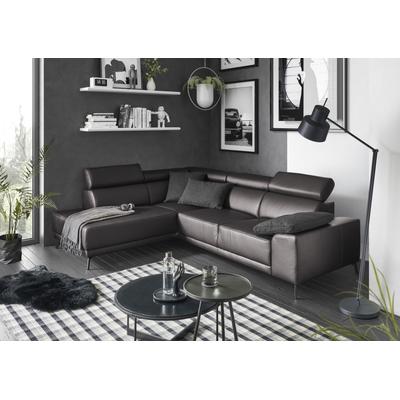 Ecksofa 3C CANDY "Greve modern und bequem, inkl. manueller Kopfteilverstellung, L-Form", braun, B:249cm H:79cm T:209cm, 100% Leder, Sofas, wahlweise mit motorischem Sitzvorzug Image