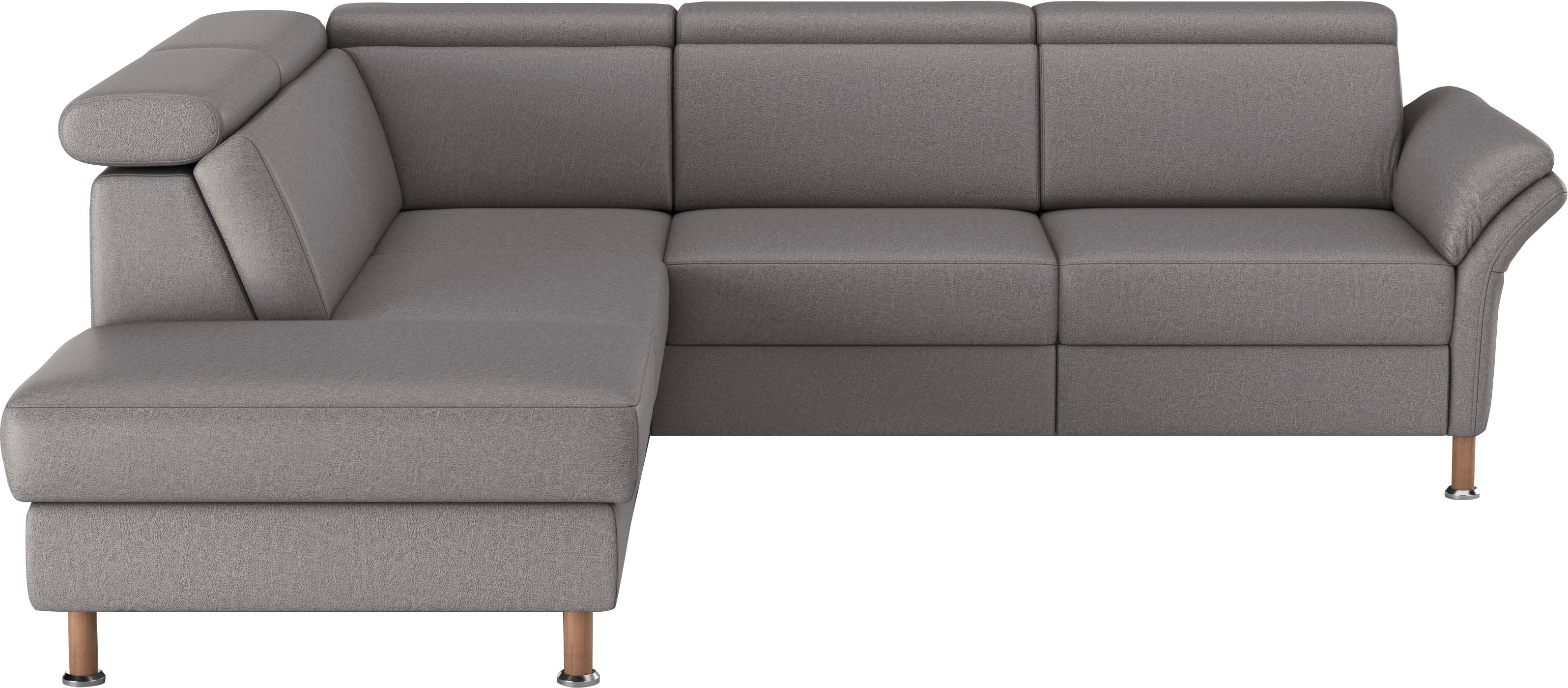 Ecksofa HOME AFFAIRE "Calypso L-Form", grau (hellgrau), B:259cm H:85cm T:227cm, 100% Polyester, Sofas, Ecksofa, mit Relaxfunktion motorisch im Sofa 2,5- Sitzer