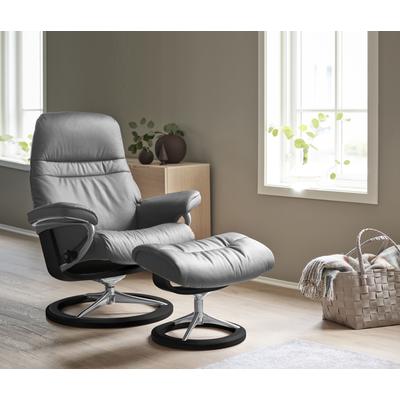 Relaxsessel STRESSLESS "Sunrise", grau (grau batick), B:79cm H:103cm T:73cm, Leder BATICK: BATICK ist ein leicht korrigiertes, durchgefärbtes und genarbtes Möbelleder, bei dem die meisten Unebenheiten und Spuren in der Regel entfernt wurden., Leder... Image