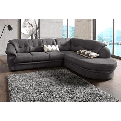 Ecksofa SIT & MORE "Savoni L-Form", grau (anthrazit), B:267cm H:90cm T:206cm, NaturLEDER (echtes Rindsleder) in Sitz und Rücken. Korpus in passendem Kunstleder SOFTLUX bezogen, Luxus-Microfaser (100% Polyester), Struktur ( 100% Polyester),... Image