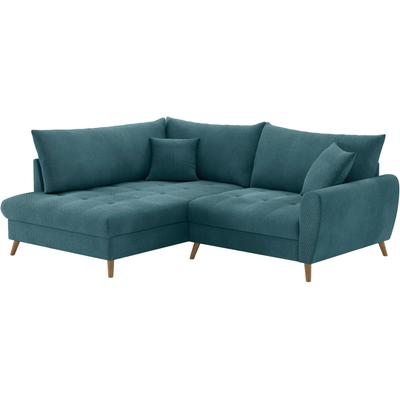 Ecksofa MR. COUCH "Blackburn II, L-Form", blau (memphis 13 petrol), B:230cm H:71cm T:190cm, Memphis (Grundgewebe - 100% Polyester; Nutzschicht- 90% Polyester / 10% Polyamide), Sofas, Mit Kaltschaumpolsterung bis 140 kg belastbar Image