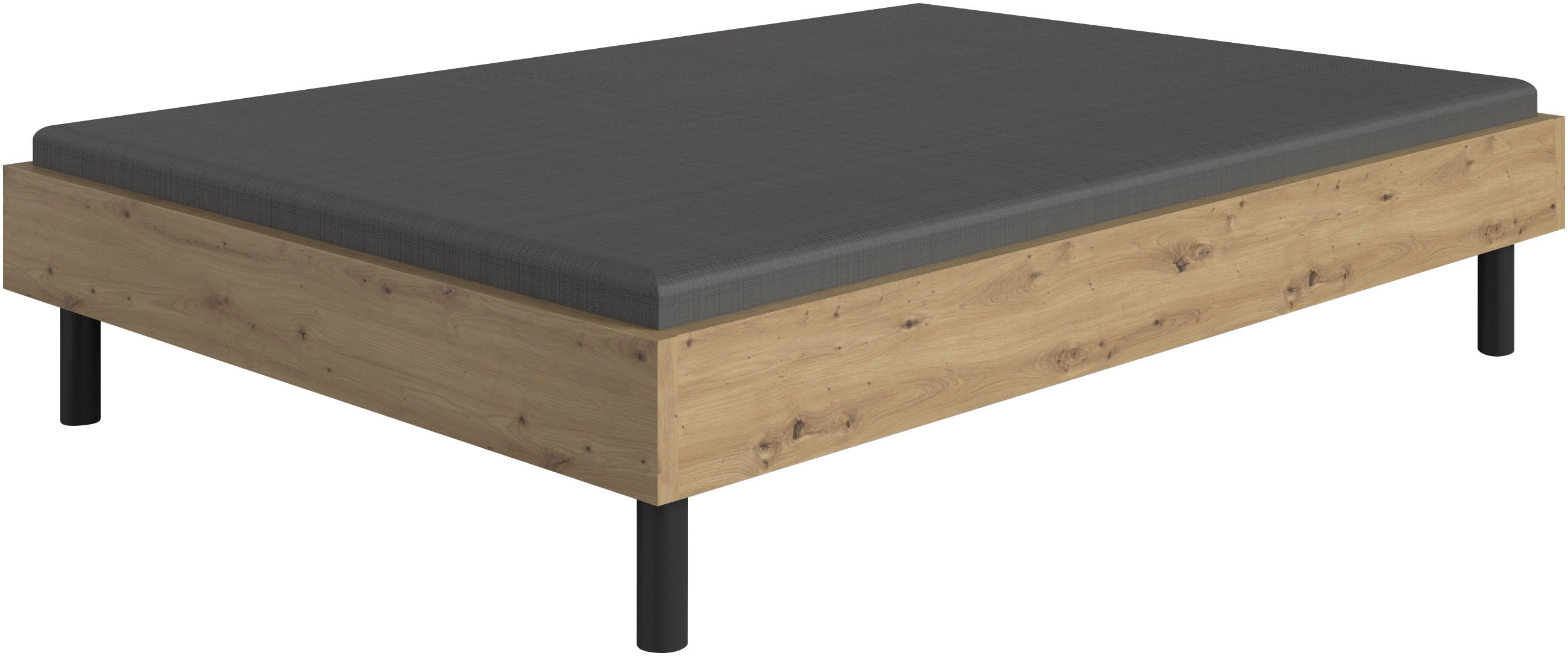 Bett WIMEX "Easy, große Auswahl an Größen und Farben, auch in Komforthöhe", braun (artisan eiche, schwarz), H:38cm L:210cm, Betten, ohne Kopfteil, ideal unter Dachschrägen oder Fenster Image