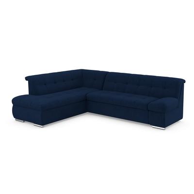 Ecksofa DOMO COLLECTION "Mona L-Form", blau (marine), B:271cm H:80cm T:213cm, Struktur fein 100% Polyester, Chenilleoptik 100% Polyester, Sofas, wahlweise mit Bett- und Armlehnfunktion Image