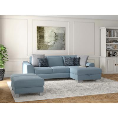 Ecksofa SIT & MORE "Dundee L-Form", blau (hellblau), B:264cm H:86cm T:175cm, Sofas, mit Federkern und Edelstahlfüßen, wahlweise mit Kopfteilverstellung Image