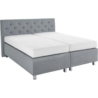 Boxspringbett, grau (hellgrau), B:194cm L:210cm, Bezug Unterbox und Kopfteil: Strukturstoff (77% Polyester und 23% Viskose), Bezug Obermatratze 100% Polyester, WESTFALIA SCHLAFKOMFORT, Komplettbetten, Boxspringbett, in diversen Ausführungen Image