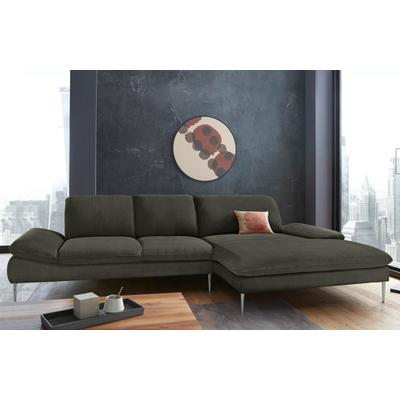 Ecksofa W.SCHILLIG "enjoy&MORE, Designsofa, bequem, zeitlos und elegant, L-Form", grün (hunter r66), B:340cm H:87cm T:185cm, Chenille-Flachgewebe R66 (85% Polyester, 15% Nylon), Longlife Xtra-Leder Z59: Glattleder mit modischer Prägung. Hautstärke... Image