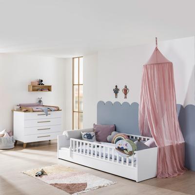 Kinderbett PAIDI "LITTLE FLO, vom Baby bis zum Teeni, in mehreren Farben und Breiten", weiß (kreideweiß), B:97,6cm H:50,8cm L:205,6cm, Betten, umbaubar zum Kinder- oder Jugendbett, Bodenbett auch als Sofa nutzbar Image