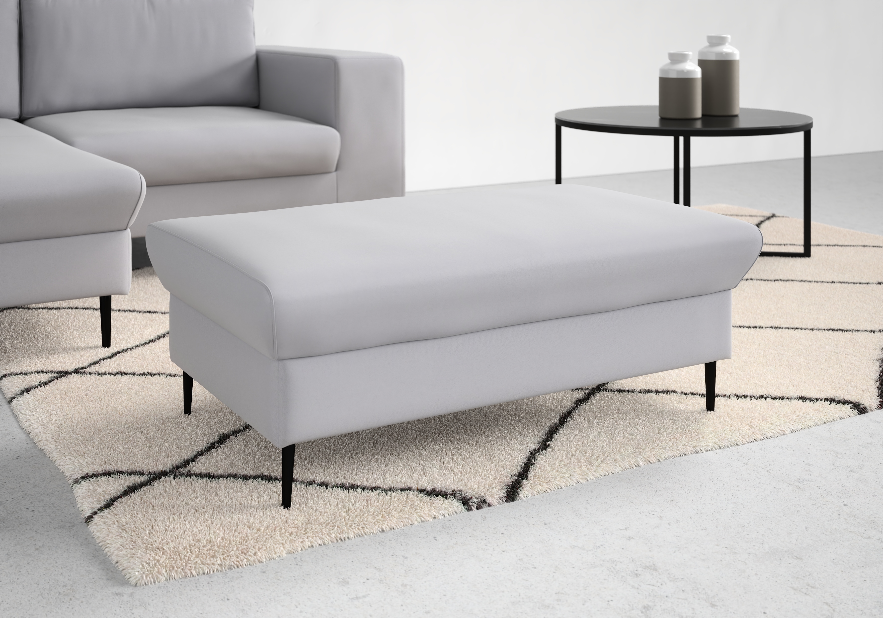 Sitzhocker DOMO COLLECTION "Modica", silber, B:99cm H:42cm T:65cm, Hocker, Sitzhocker, passend zur Serie, auch in Cord