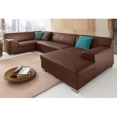 Wohnlandschaft DOMO COLLECTION "Amando in vielen Bezugsvarianten, auch in Leder, komfortabel, U-Form", braun (espresso), B:332cm H:74cm T:182cm, PRIMABELLE-Microfaser aus 100% Polyester, SOFTLUX-Kunstleder, Strukturstoff aus 90% Polyester und 10%... Image