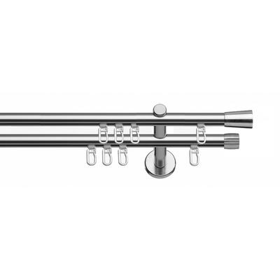Gardinenstange INDEKO "Arosa", silber (edelstahlfarben), L:240cm Ø:16mm, Aluminium, Gardinenstangen, Innenlauf Komplett-Set inkl. Gleitern und Montagematerial Image