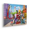 Leinwandbild KOMAR "Spidey and His Amazing Friends Selfie - Größe 60 x 40 cm", bunt (farbe rahmen: braun, farbe bild(er): bunt), B/H/T: 60cm x 40cm x 2cm, Deutsches Qualitätsvlies (155 g/m²) gespannt auf 2cm starken, hochwertigem Kiefern Massivholz....