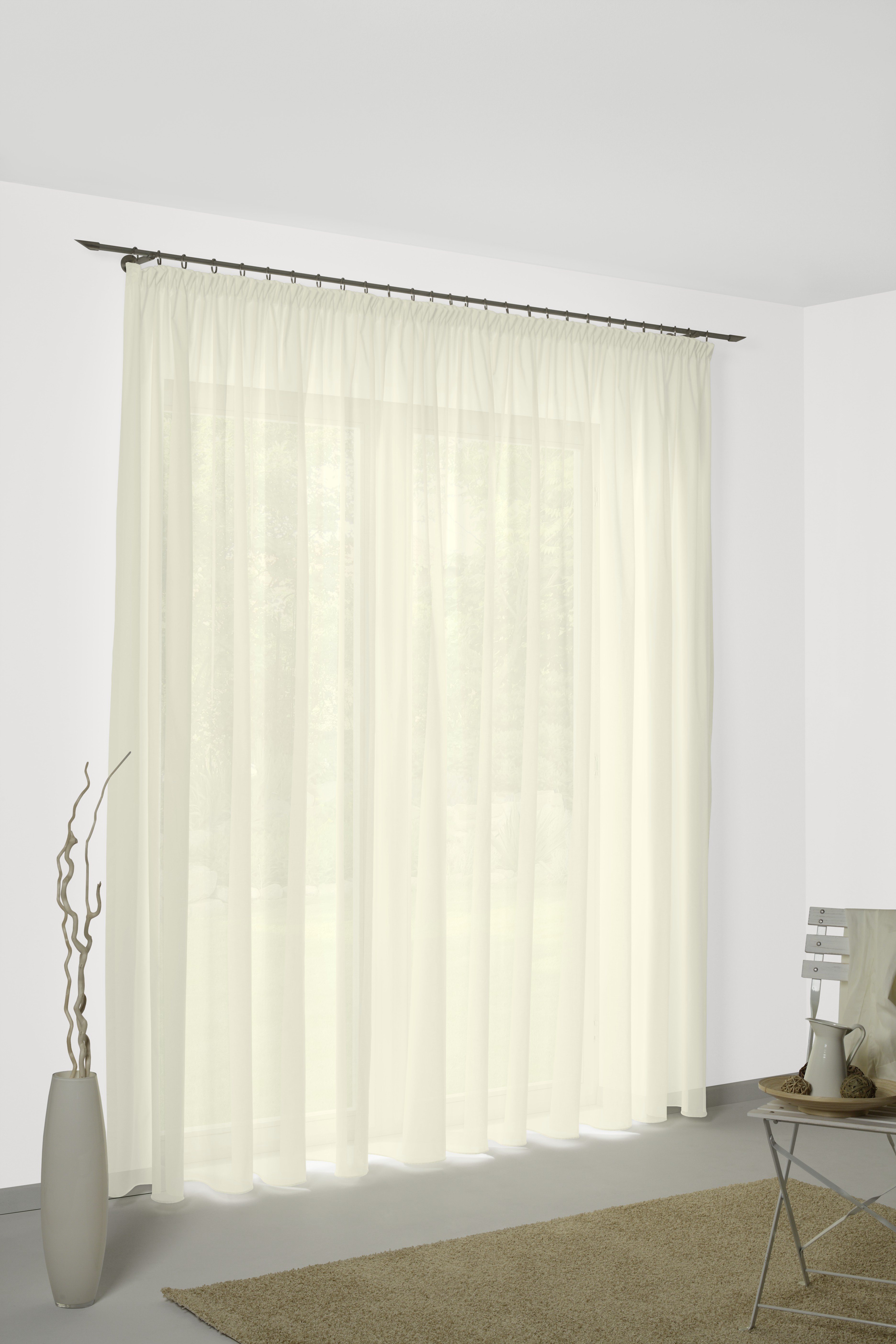 Vorhang WIRTH "Peschiera" Gr. 5, weiß, B:132cm H:255cm, Polyester, Seide, Gardinen, echtes Seiden-Garn verwebt Image