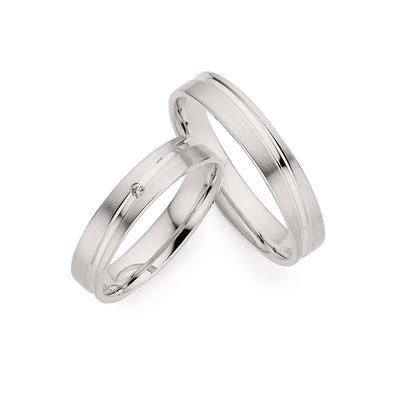 Trauring PHÖNIX "Schmuck Geschenk Silber 925 Trauring Ehering LIEBE versch. Varianten" Gr. 54, silber (silberfarben), Fingerringe, Damen, 54, 0,01 ct SI = kleine Einschlüsse mit Brillant, Silber 925 (Sterlingsilber), 4mm, Made in Germany - wahlweise... Image