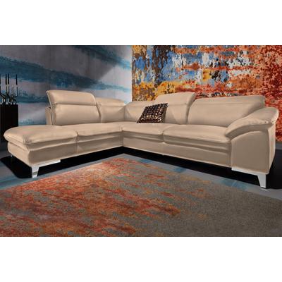 Ecksofa COTTA "Teresa L-Form", braun (cappuccino), B:293cm H:84cm T:232cm, Luxus-Kunstleder, NaturLeder, im Rücken mit schwarzem Spannstoff bezogen, Sofas, mit Kopfteilverstellung, wahlweise mit Bettfunktion Image