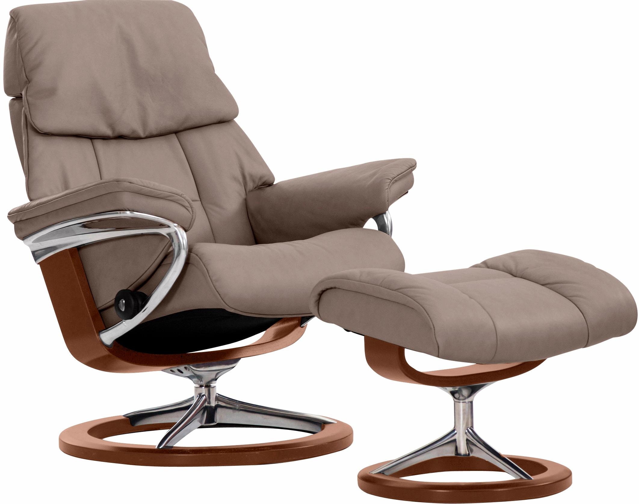 Relaxsessel STRESSLESS "Ruby", braun (mole batick), B:88cm H:101cm T:78cm, Leder BATICK: durchgefärbtes und genarbtes Möbelleder;Leder PALOMA: durchgefärbtes Semianilin-Möbelleder, Sessel, Relaxsessel, mit Signature Base, Größe L, Gestell Eiche,...