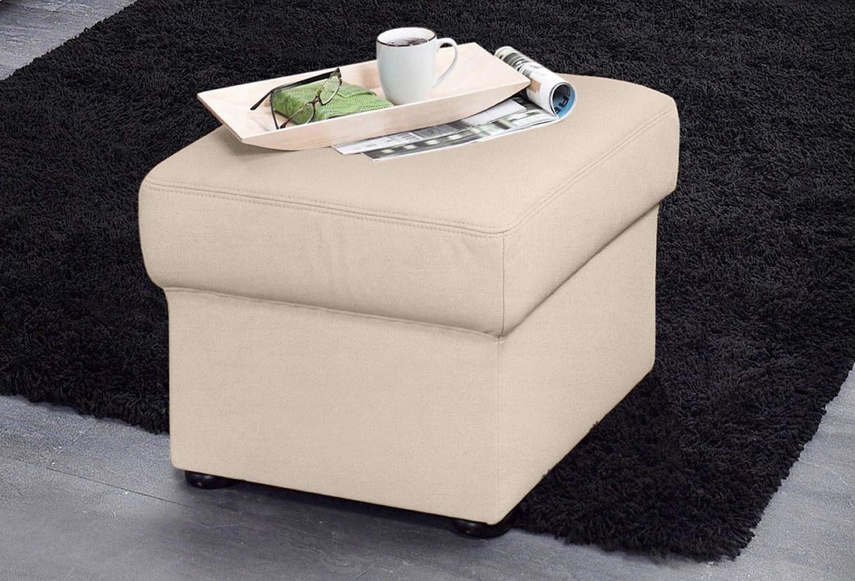 Hocker SIT & MORE "Bansin", beige (natur), B:58cm H:45cm T:58cm, Luxus-Microfaser ALTARA NUBUCK (100% Polyester);SOFTLUX-Kunstleder;NaturLEDER (echtes Rindsleder)/Korpus SOFTLUX-Kunstleder, Hocker, Polsterhocker Lederhocker