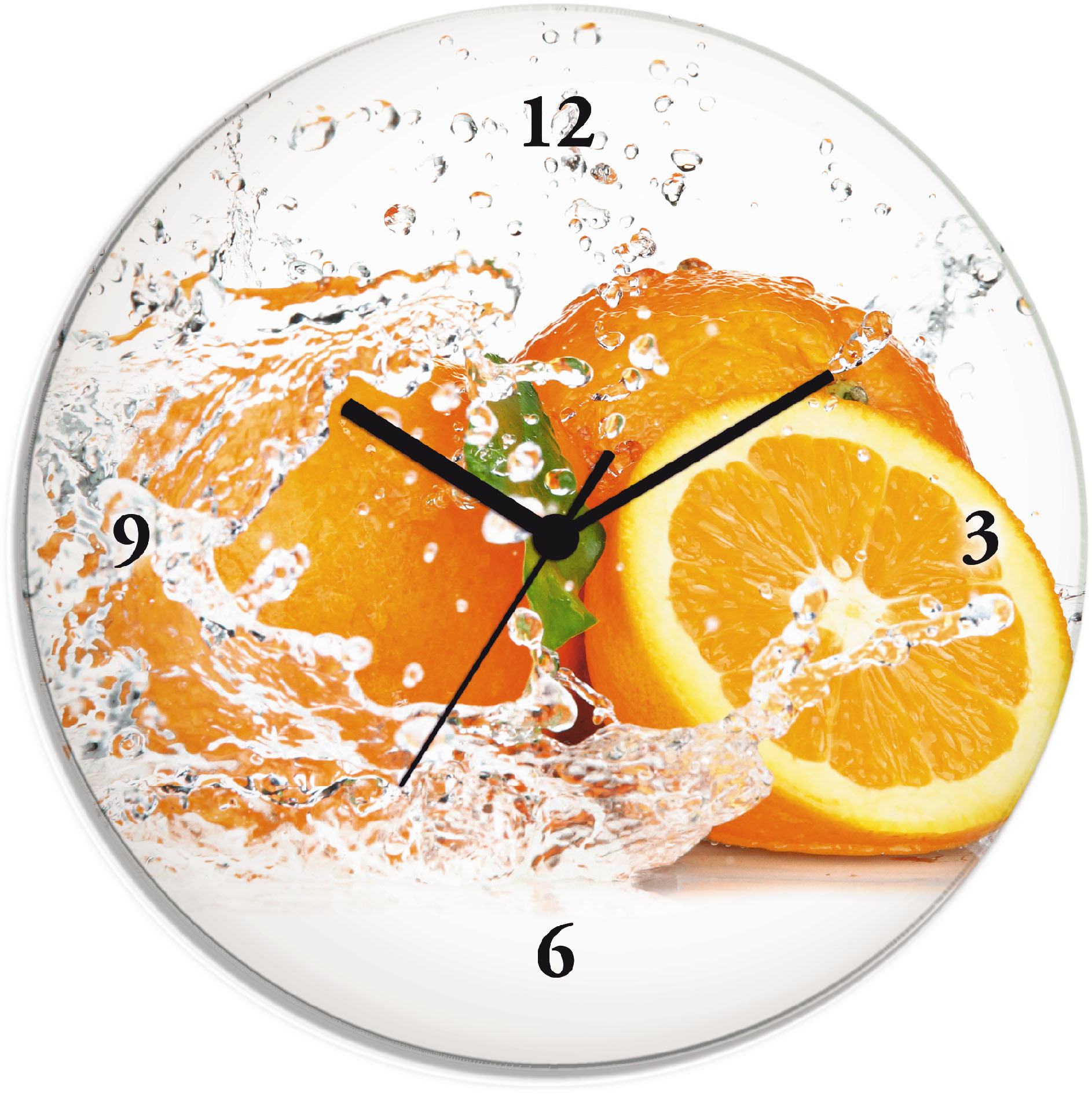 Wanduhr ARTLAND "Orange mit Spritzwasser", orange, T:1,8cm, Wanduhren, Wanduhr, wahlweise mit Quarz- oder Funkuhrwerk, lautlos ohne Tickgeräusche Image