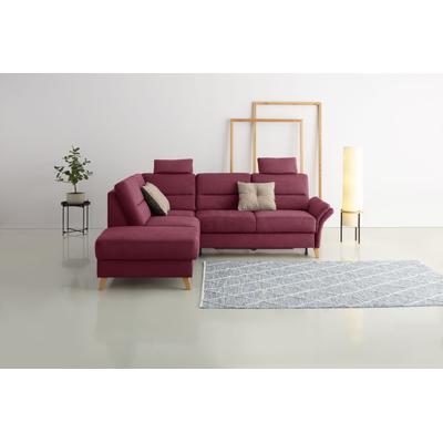 Ecksofa HOME AFFAIRE "Westerland L-Form", rot (bordeaux), B:238cm H:90cm T:213cm, 100% Polyester, Sofas, Federkern-Polsterung, wahlweise mit Bettfunktion, Bettkasten Image