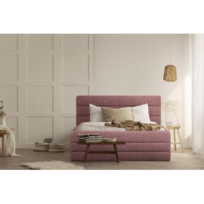 Polsterbett OTTO PRODUCTS "Merrit", rot (rot, grau), B:153cm H:124cm L:234cm, Struktur (70% recyceltes Polyester, 30% Polyester), Betten, Polsterbett Polsterbett ohne Bettkasten, Quernaht im Kopf- und Fußteil, in 5 Breiten, auch in 220 cm Länge Image