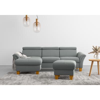 Ecksofa HOME AFFAIRE "Lindgren L-Form", grau, B:258cm H:84cm T:169cm, 100% Polyester, Sofas, wahlweise mit Bett mit klappbaren Rollen, Kasten und Kopfverstellung Image