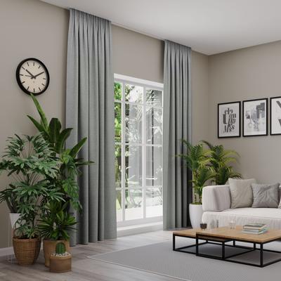 Vorhang nach Maß NEUTEX FOR YOU "ARUBA", grau (helltaupe), B:137cm H:205cm, Jacquard, Obermaterial: 100% Polyester, Gardinen nach Maß, Uni Dimout, hochwertige Webstruktur Image