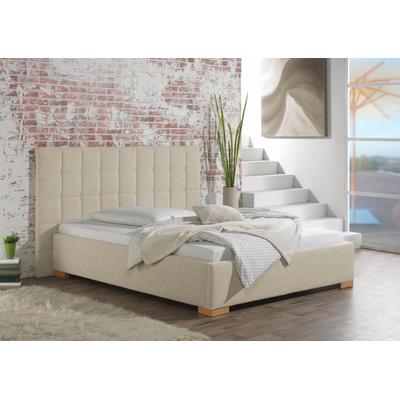 Polsterbett MAINTAL "Cueno", beige (creme), B:144cm L:210cm, Strukturstoff (100% Polyester), Betten, mit und ohne Matratze in 2 Ausführungen, Steppung mit Knopfheftung Image