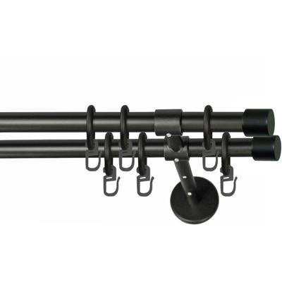 Gardinenstange GARESA "RUSTIKA", schwarz, L:190cm Ø:16mm, Metall, Gardinenstangen, rustikale Vorhanggarnitur, verlängerbar, m. Ringe, Endkappe Image