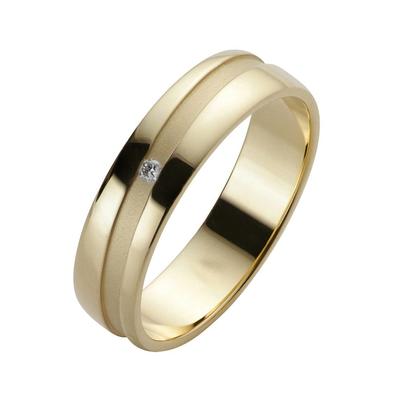 Trauring FIRETTI "Schmuck Geschenk Gold 585 Hochzeit Ehering Trauring "LIEBE" Gr. 17, gold (gelbgoldfarben), Fingerringe, 17, 0,015 ct SI = kleine Einschlüsse mit Brillant, Gelbgold 585, 5mm, Made in Germany, wahlweise mit oder ohne Brillant Image