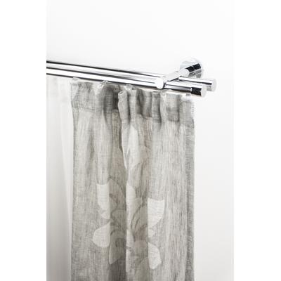 Gardinenstange GARESA "EASY", grau (chromfarben), B:60cm L:170cm Ø:20mm, Aluminium, Gardinenstangen, Vorhanggarnitur-Innenlauf, verlängerbar, Wandmontage, Kappe, Aluminium Image
