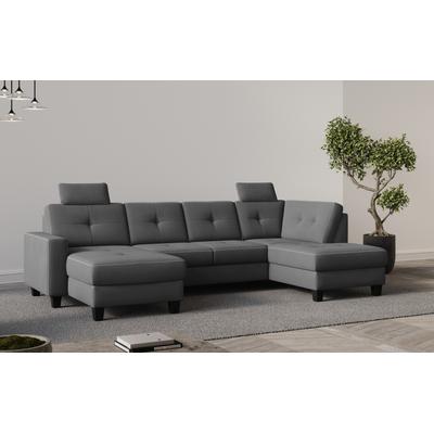 Wohnlandschaft PLACES OF STYLE "Varese", grau, B:226cm H:91cm T:170cm, 90% Polyester 10% Polyamid, Sofas, Kreuznaht in beige Image