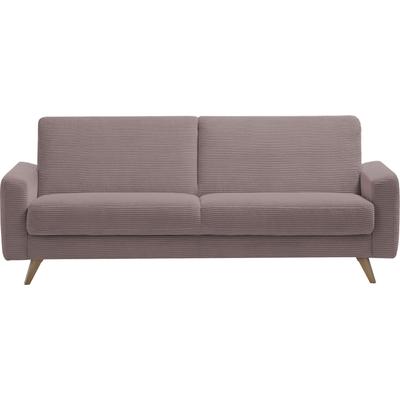 3-Sitzer EXXPO - SOFA FASHION "Samso, elegant und bequem, aktueller Cord Bezug, Kippcouch", braun (old rose), B:222cm H:89cm T:93cm, 100% PES, Sofas, hochwertige Verarbeitung, Schlafsofa inkl. Bettfunktion und Bettkasten Image