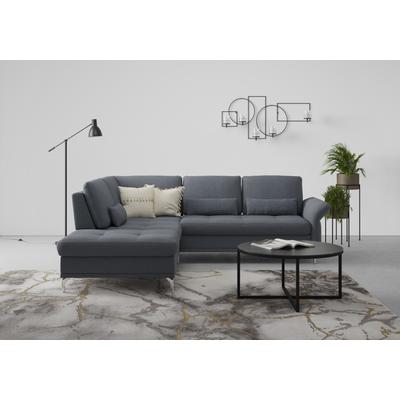 Ecksofa INOSIGN "Palm Beach L-Form", blau (blaugrau), B:259cm H:89cm T:224cm, 100%Polyester, Sofas, Federkern, mit Sitztiefenverstellung, wahlweise mit Bettfunktion Image