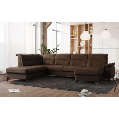 Wohnlandschaft SIT & MORE "Astoria U-Form", braun (dunkelbraun), B:329cm H:91cm T:225cm, 100% Polyester, Sofas, wahlweise mit motorischer Relaxfunktion Image