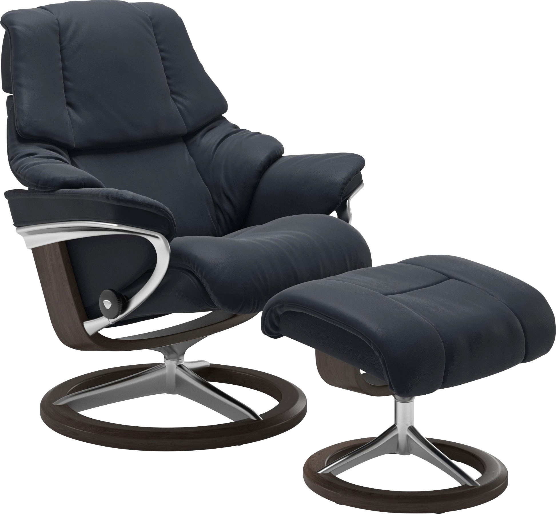Relaxsessel STRESSLESS "Reno", blau (shadow blau paloma), B:79cm H:99cm T:75cm, Leder BATICK: BATICK ist ein leicht korrigiertes, durchgefärbtes und genarbtes Möbelleder, bei dem die meisten Unebenheiten und Spuren in der Regel entfernt... Image