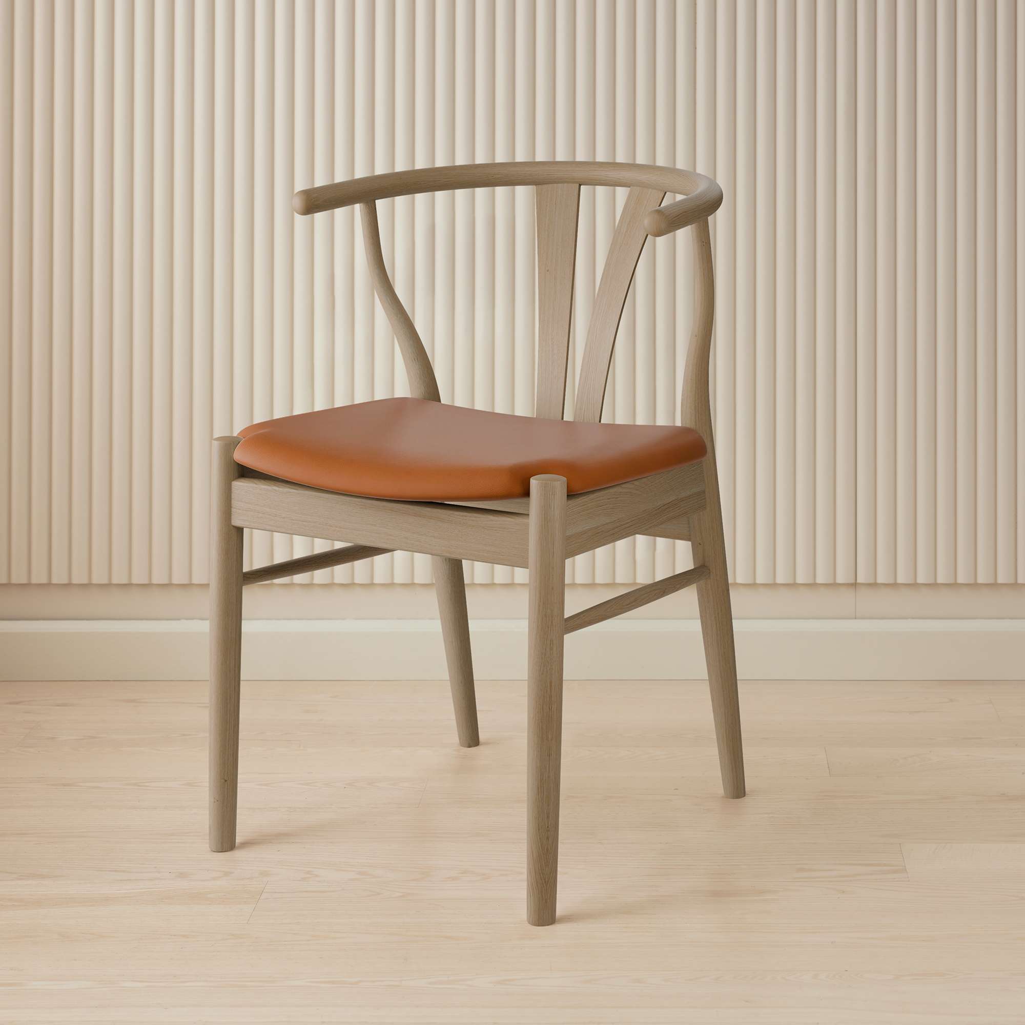 Stuhl HAMMEL FURNITURE "Freja, Esszimmerstuhl, Wohnzimmerstuhl", weiß (, eiche weiß geölt, eiche weiß geölt), B:53cm H:75cm T:54cm, Leder, Massivholz, Stühle, Massivholz, gepolsterte Sitzfläche, versch. Farbvarianten Image