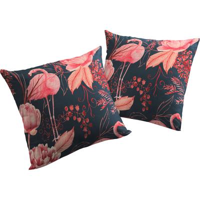 Dekokissen ADAM "Eden", blau (dunkelblau, pink, bedruckt), B:40cm L:40cm, Baumwolle, Dekokissen_Sitzkissen_Kissenhüllen, GOTS zertifiziert - Kissenhülle ohne Füllung, 1 Stück Image