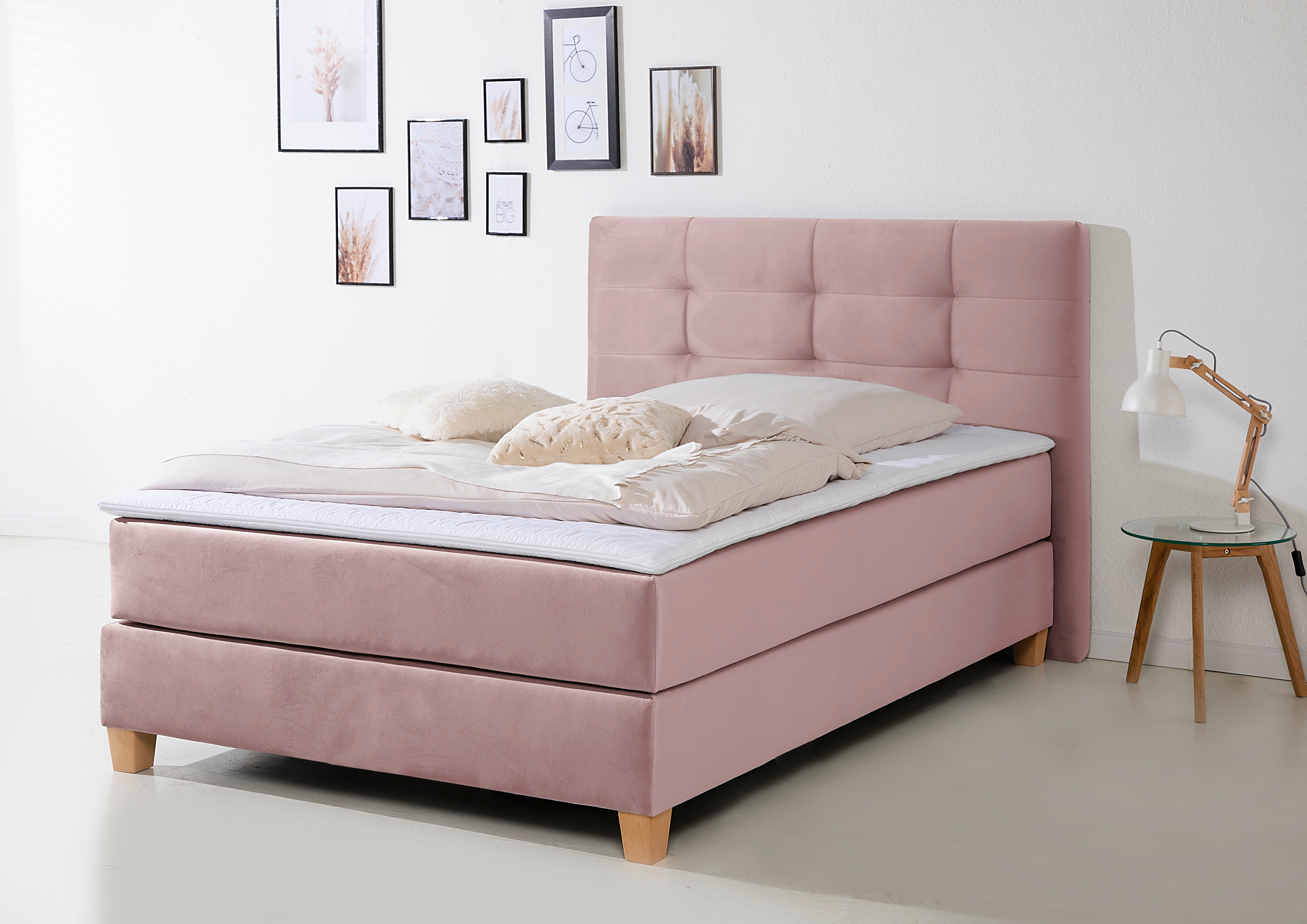 Boxspringbett HOME AFFAIRE "Moulay", lila (flieder), B:134cm L:211cm, Komplettbetten, Boxspringbett, inkl. Topper, in 3 Härtegraden, TFK auch in Härtegrad 4 Image